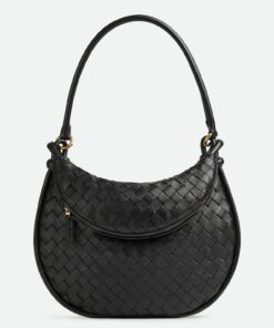 Replica Bottega Veneta Gemelli Medium Bag in Black Intrecciato Lambskin