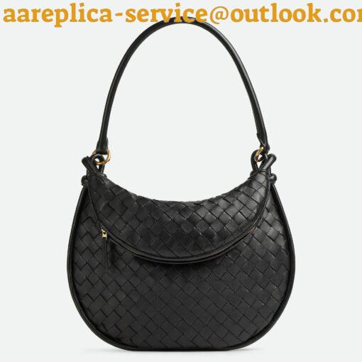 Replica Bottega Veneta Gemelli Medium Bag in Black Intrecciato Lambskin