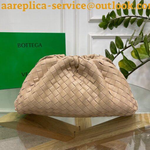 Replica Bottega Veneta Large Pouch Clutch Bag In Beige Intrecciato Lambskin 2