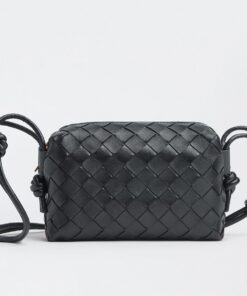 Replica Bottega Veneta Loop Mini Bag In Black Intrecciato Lambskin 2