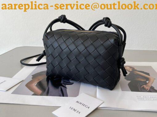 Replica Bottega Veneta Loop Mini Bag In Black Intrecciato Lambskin 3