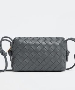 Replica Bottega Veneta Loop Mini Bag In Grey Intrecciato Lambskin