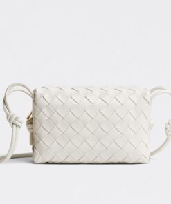 Replica Bottega Veneta Loop Mini Bag In White Intrecciato Lambskin