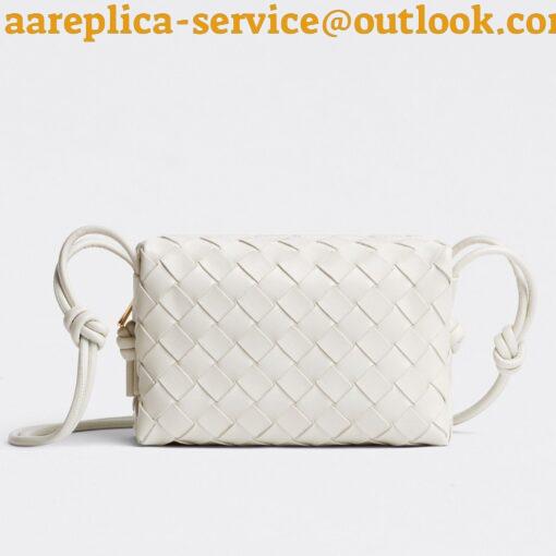 Replica Bottega Veneta Loop Mini Bag In White Intrecciato Lambskin