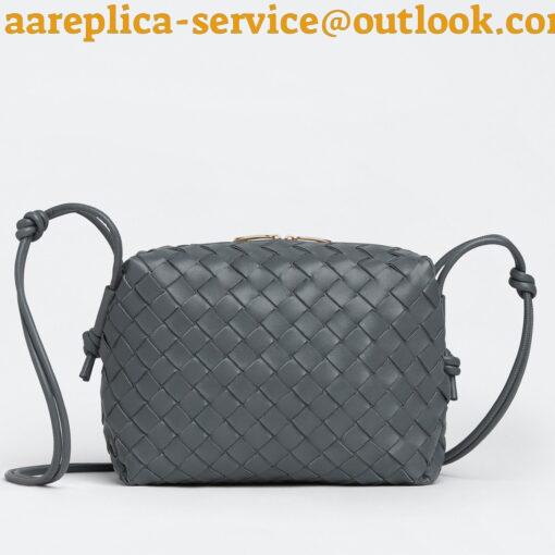 Replica Bottega Veneta Loop Small Bag In Grey Intrecciato Lambskin 3