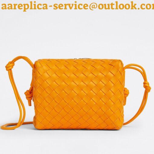 Replica Bottega Veneta Loop Small Bag In Orange Intrecciato Lambskin