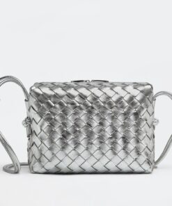 Replica Bottega Veneta Loop Small Bag In Silver Intrecciato Lambskin