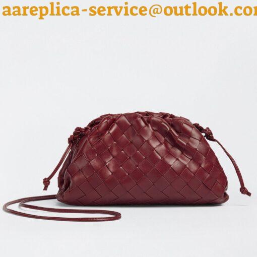 Replica Bottega Veneta Mini Pouch with Strap in Bordeaux Intrecciato Lambskin