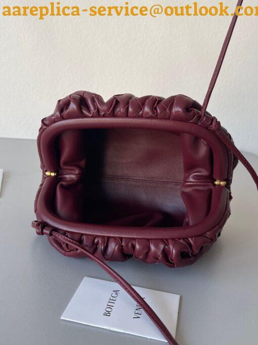 Replica Bottega Veneta Mini Pouch with Strap in Bordeaux Intrecciato Lambskin 10