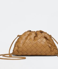 Replica Bottega Veneta Mini Pouch with Strap in Caramel Intrecciato Lambskin