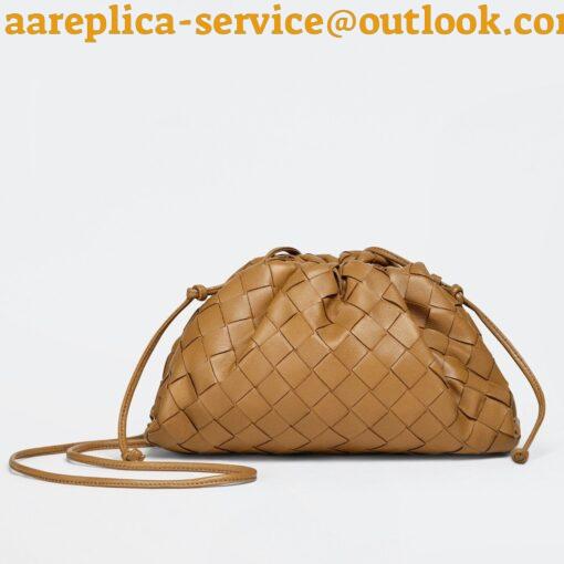 Replica Bottega Veneta Mini Pouch with Strap in Caramel Intrecciato Lambskin