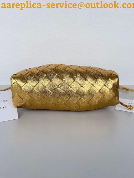 Replica Bottega Veneta Mini Pouch with Strap in Gold Metallic Lambskin 2