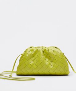 Replica Bottega Veneta Mini Pouch with Strap in Kiwi Intrecciato Lambskin