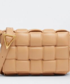 Replica Bottega Veneta Padded Cassette Bag In Almond Intrecciato Lambskin