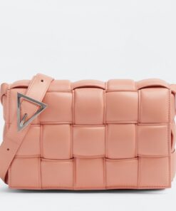 Replica Bottega Veneta Padded Cassette Bag In Peachy Intrecciato Lambskin