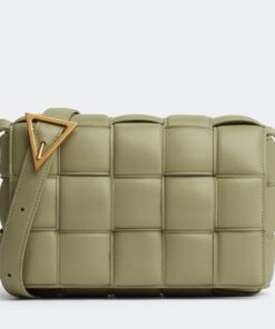 Replica Bottega Veneta Padded Cassette Bag In Travertine Intrecciato Lambskin