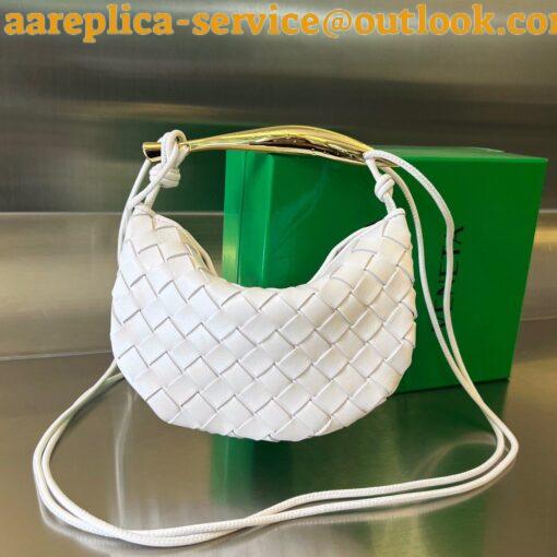 Replica Bottega Veneta Sardine Mini Bag In White Intrecciato Lambskin 3