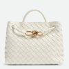 Replica Bottega Veneta Small Andiamo Bag In White Intrecciato Lambskin