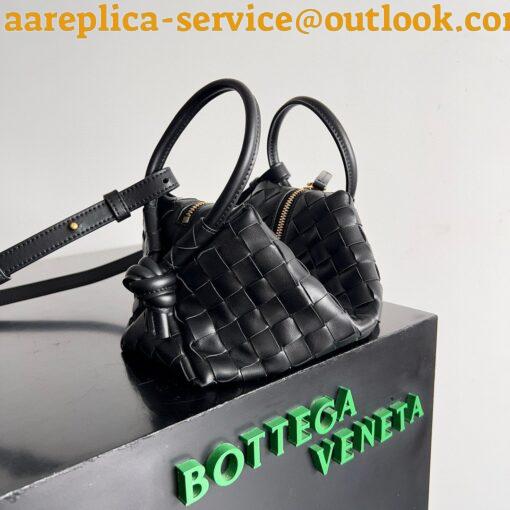 Replica Bottega Veneta Small Loop Crossbody Bag In Black Intrecciato Lambskin 4