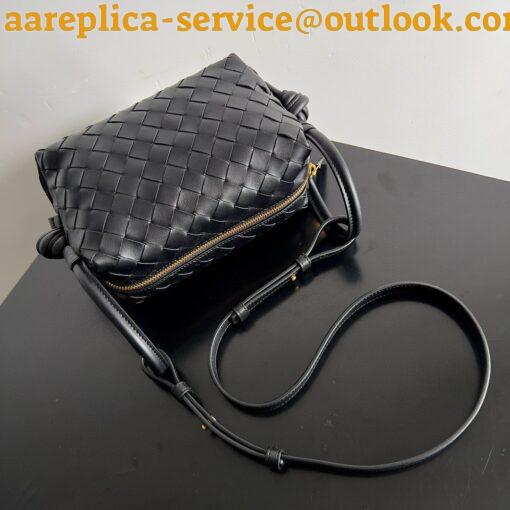 Replica Bottega Veneta Small Loop Crossbody Bag In Black Intrecciato Lambskin 6