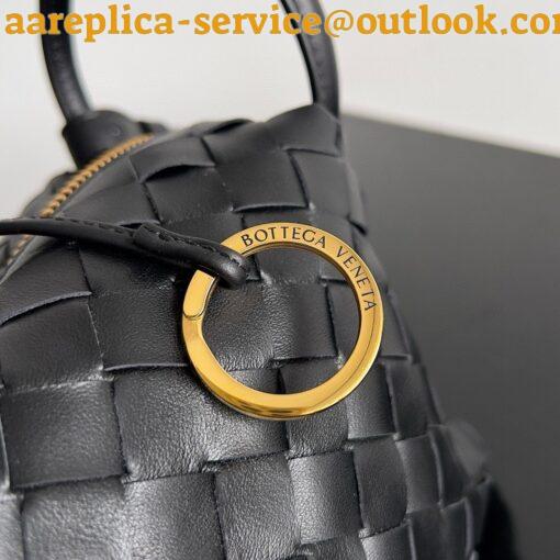 Replica Bottega Veneta Small Loop Crossbody Bag In Black Intrecciato Lambskin 8