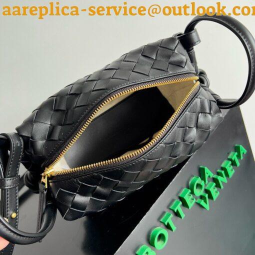 Replica Bottega Veneta Small Loop Crossbody Bag In Black Intrecciato Lambskin 9