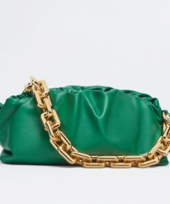 Replica Bottega Veneta The Chain Pouch Bag In Green Calfskin