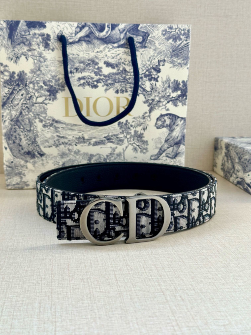 Replica DIOR Belt Leather Navy blue DR1023 4