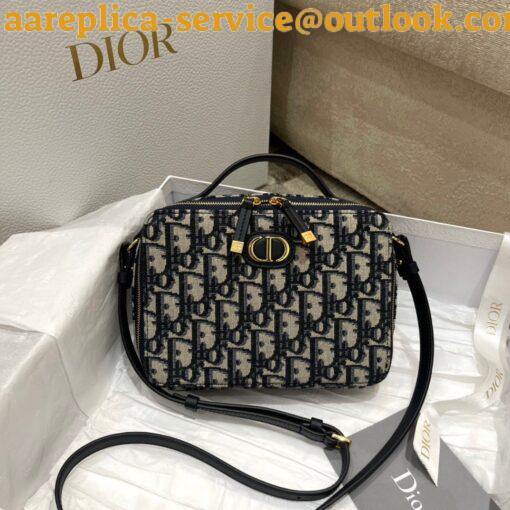 Replica Dior 30 Montaigne Box Bag In Blue Dior Oblique Canvas 2