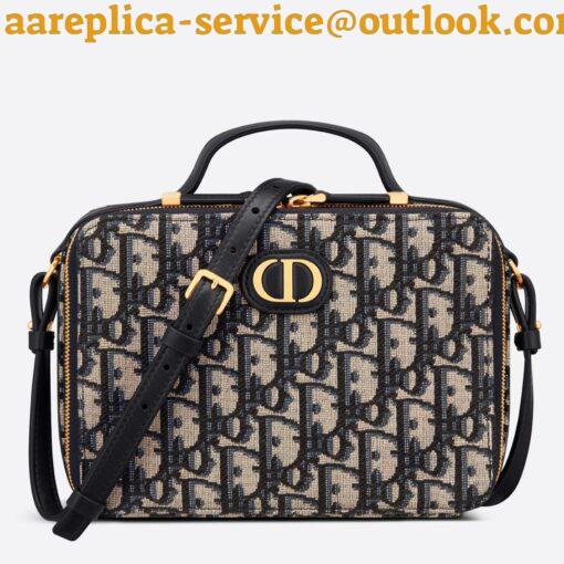 Replica Dior 30 Montaigne Box Bag In Blue Dior Oblique Canvas 3
