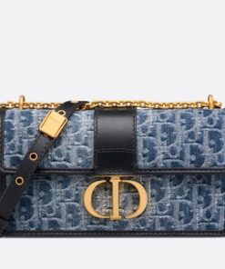 Replica Dior 30 Montaigne East-West Bag with Chain in Blue Denim Oblique Jacquard 2
