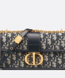 Replica Dior 30 Montaigne East-West Bag with Chain in Blue Oblique Jacquard