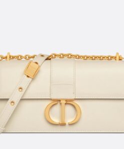 Replica Dior 30 Montaigne East-West Bag with Chain in White Calfskin