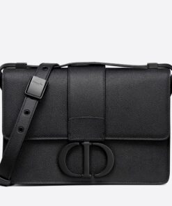 Replica Dior 30 Montaigne Medium Bag In Black Ultramatte Grained Calfskin