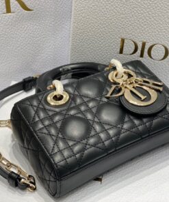 Replica Dior Lady D-Joy Micro Bag In Black Cannage Lambskin 2