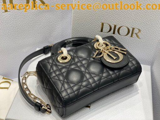 Replica Dior Lady D-Joy Micro Bag In Black Cannage Lambskin 2