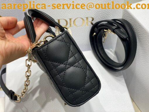 Replica Dior Lady D-Joy Micro Bag In Black Cannage Lambskin 3