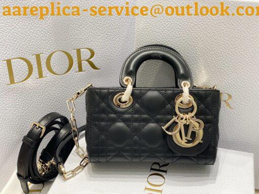 Replica Dior Lady D-Joy Micro Bag In Black Cannage Lambskin 11
