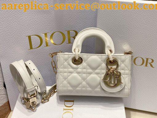 Replica Dior Lady D-Joy Micro Bag In White Cannage Lambskin 6
