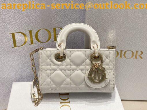 Replica Dior Lady D-Joy Micro Bag In White Cannage Lambskin 7