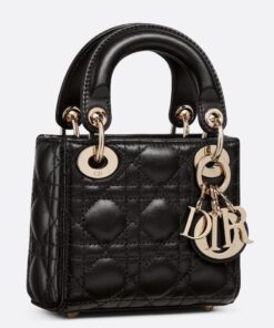 Replica Dior Lady Dior Micro Bag In Black Cannage Lambskin Replica Dior Lady Dior Micro Bag In Black Cannage Lambskin