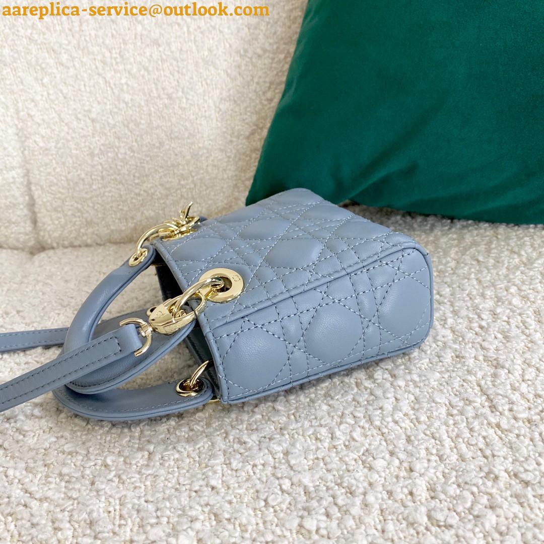 Replica Dior Lady Dior Micro Bag In Blue Cannage Lambskin 4 Replica Dior Lady Dior Micro Bag In Blue Cannage Lambskin 4
