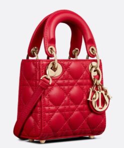 Replica Dior Lady Dior Micro Bag In Red Cannage Lambskin Replica Dior Lady Dior Micro Bag In Red Cannage Lambskin