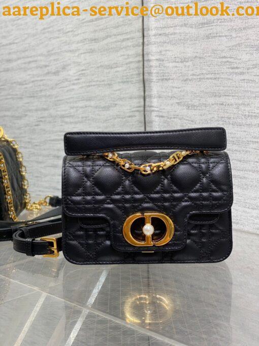 Replica Dior Mini Jolie Top Handle Bag in Black Cannage Calfskin 5