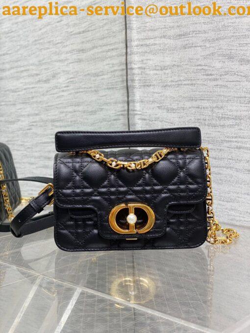 Replica Dior Mini Jolie Top Handle Bag in Black Cannage Calfskin 9