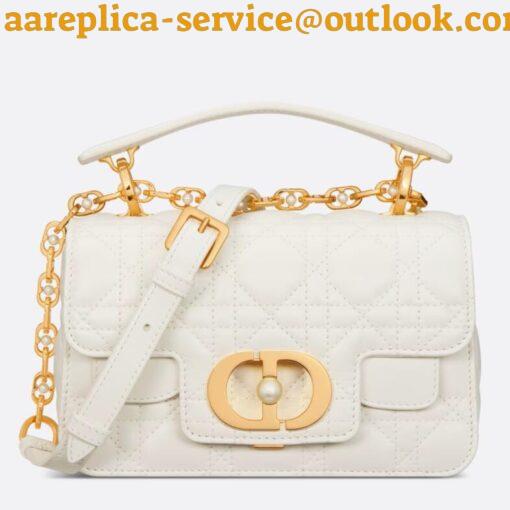 Replica Dior Mini Jolie Top Handle Bag in White Cannage Calfskin