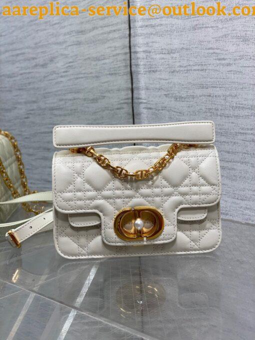 Replica Dior Mini Jolie Top Handle Bag in White Cannage Calfskin 4