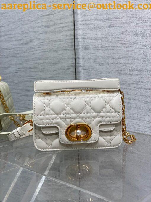 Replica Dior Mini Jolie Top Handle Bag in White Cannage Calfskin 10