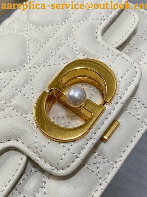 Replica Dior Mini Jolie Top Handle Bag in White Cannage Calfskin 11