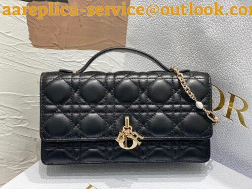 Replica Dior Miss Dior Mini Bag In Black Cannage Lambskin 5